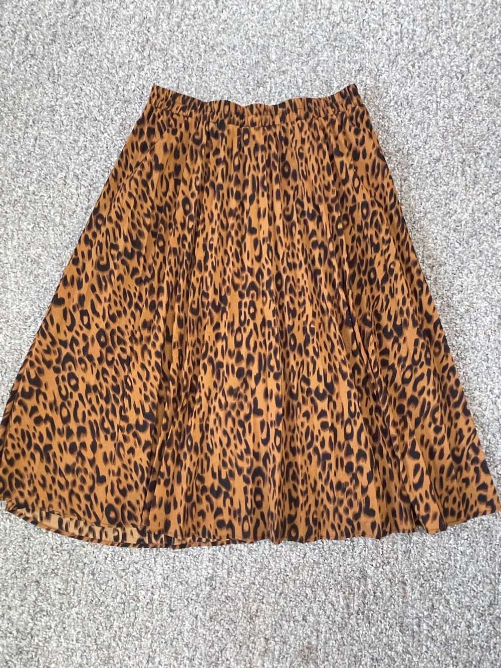 Vintage Midi Skirt in Leopard Print Brown